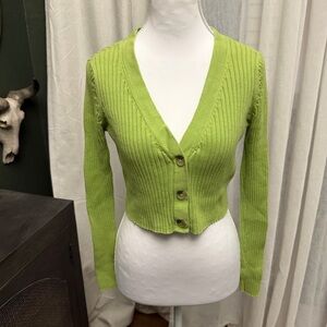 Glassons Lime Button-Up Ribbed Cardigan Size S